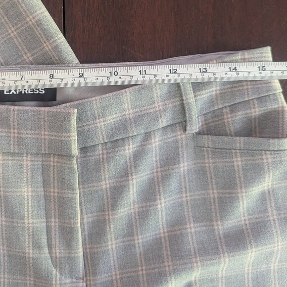 Express Columnist Barely Boot Stretch Mid Rise Plaid Plants Size 8 Long - Picture 8 of 10